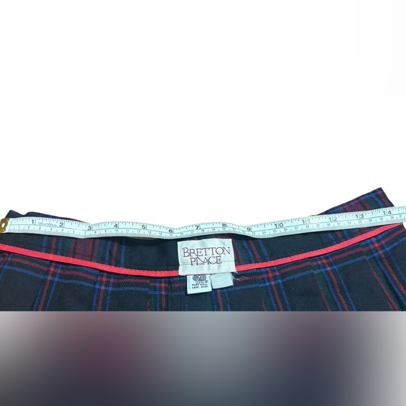Vintage Bretton Place Wool Plaid Tartan Women's Skirt - Red Green Black SZ 14 - Picture 7 of 7